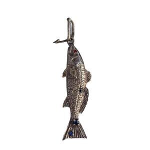 Redfish Charm Pendant Rhinestones Angler Fishing Gulf Coast Style